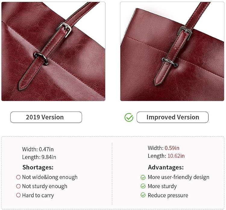 Kattee Vintage Genuine Leather Tote Shoulder Bag for Women | Genuine leather tote with adjustable straps, 7 pockets, and room for a 14-inch laptop, ideal for work and travel. - Image 7