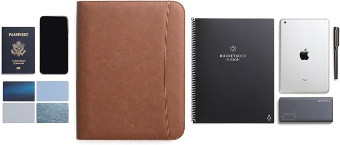 Forevermore Portfolio Binder, Slim No Ring, Zipper, Vegan Leather, Brown - Image 8