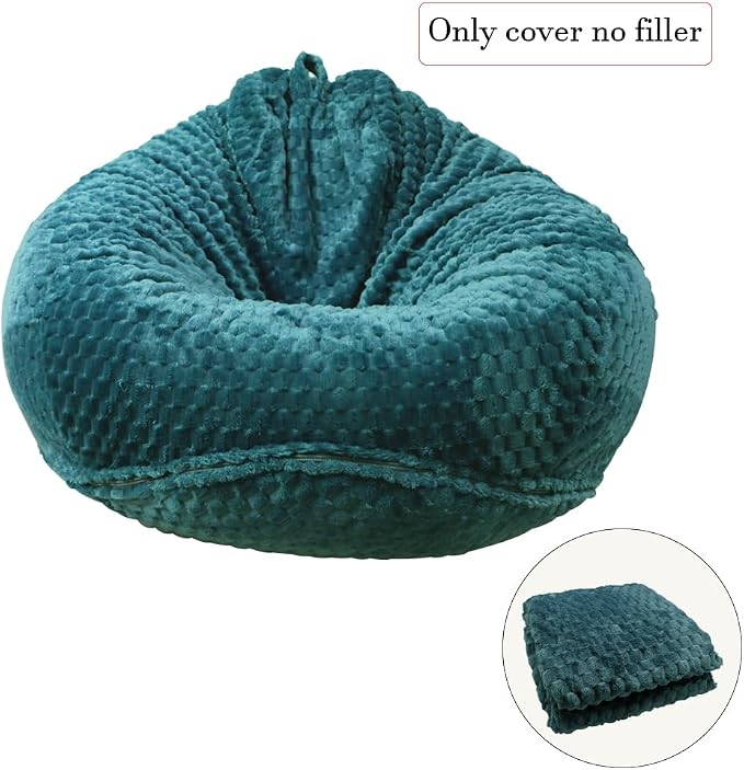 Soft Bean Bag Chair Cover No Filler Sofa Cover Storage Washable Bean Bag Cover Organizing Children Plush Toys for Living Room Bedroom (Blue, 2.8 feet-33.5" 33.5"*17.7") - Image 5