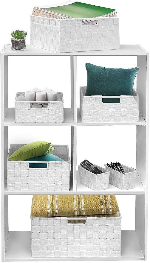 Sorbus Storage Baskets for Organizing (Set of 7), Mesh Hand-Woven Design, Linen Closet Organizers and Storage, Organizer Storage Baskets for Shelves, Variety Pack Organizers and Storage (White) - Image 8