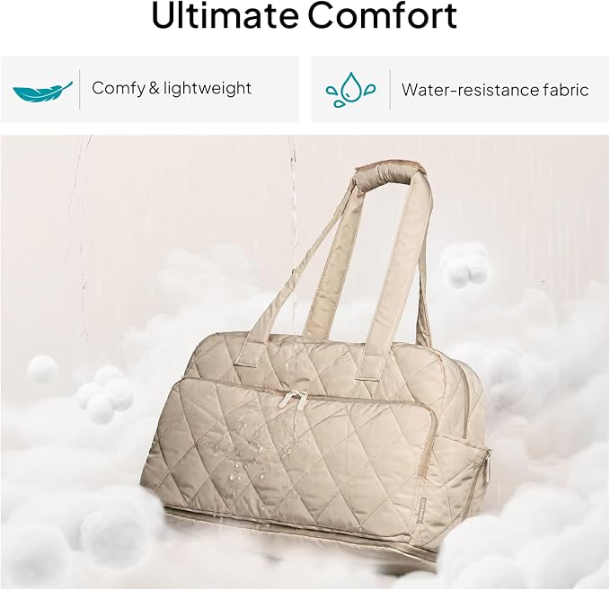 TOPEAST Duffel Bag for Women Travel, Expandable Quilted Duffle Weekender Overnight Bag with Adjustable Strap, Lightweight 33L Personal Item Bag Carry On for Gym Hospital - Image 8