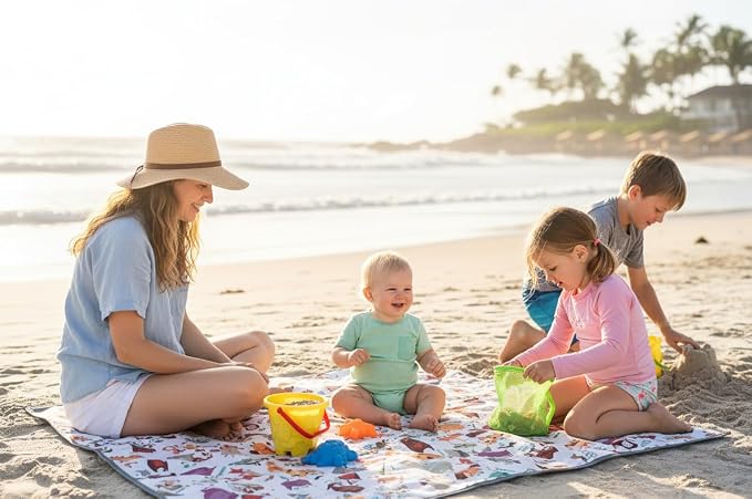 Waterproof High Chair Splat Mat – Machine Washable Floor & Table Protector for Baby Feeding, Art & Crafts, Outdoor Use (Zoo, 57x59 Inch) - Image 9