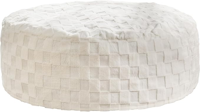 Hobestluk Adults Bean Bag Chair 5FT Big BeanBag Chair Giant Large Oversized | Memory Foam,Washable Cover,Unique Fluffy Plaid,Comfy Big BeanBag with Filler Lounging Reading Bedroom Living Room | White 5FT - Image 8