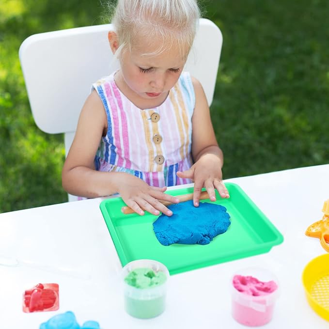 40 Pcs Plastic Art Trays Stackable Art Trays for Kids Plastic Trays Small Trays Craft Tray Kid Activity Plastic Tray for DIY Projects Painting Beads Home School, 5 Colors (11 x 8.3 x 1.2 Inch) - Image 7
