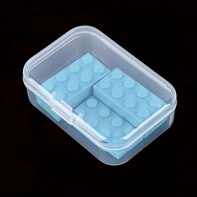 Mini Clear Plastic Storage Containers, 2.56x1.77x0.79 inch | 100 Pack, Rectangular, Hinged Lid, For Beads and Small Craft Items - Image 7