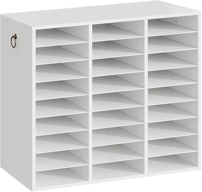 HOOBRO Literature Organizer, 27 Compartments Wooden Mail Organizer, Countertop Literature Sorter with Adjustable Shelves for Home, Office, School, Student Mailbox for Classroom, White WT27WF01 - Image 9