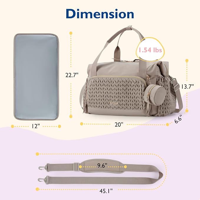 mommore Diaper Bag Tote Large Travel Baby Bag with Pacifier Case | Portable Changing Pad, Insulated Pocket & Stroller Strap, Baby Essentials Maternity Bag , Hospital Bag for Labor Delivery - Image 6