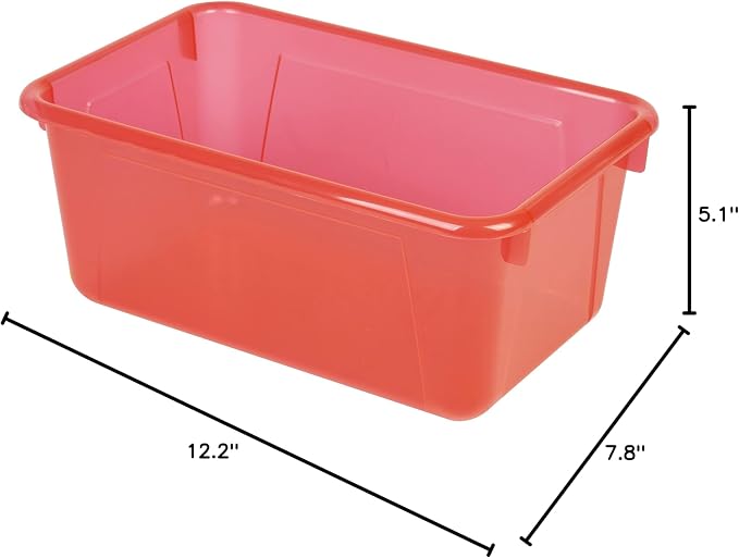 Storex Small Cubby Bins – Plastic Storage Containers for Classroom, 12.2 x 7.8 x 5.1 inches, Candy Red, 5-Pack (62475A05C) - Image 11