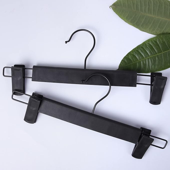 NORTHERN BROTHERS Pants and Skirt Hangers with Adjustable Clips, 50 Pack, Slim Non-Slip Clip Hangers, 360 Degree Swivel Hook, Black - Image 7