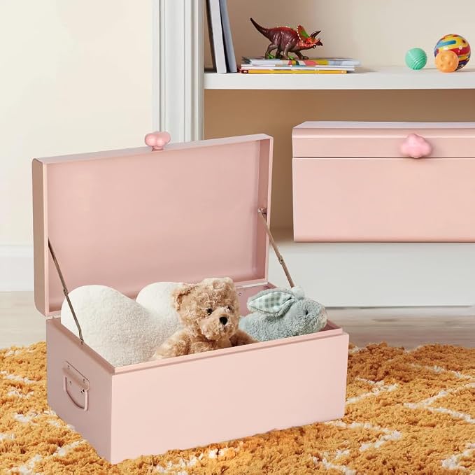 Vixdonos Large Decorative Box Set of 2 Metal Keepsake Trunk with Cloud-shaped Decorative Clasp for Reception,Wedding,Baby & Bridal Shower,17.3X10.6X8.3 Inches - Image 7