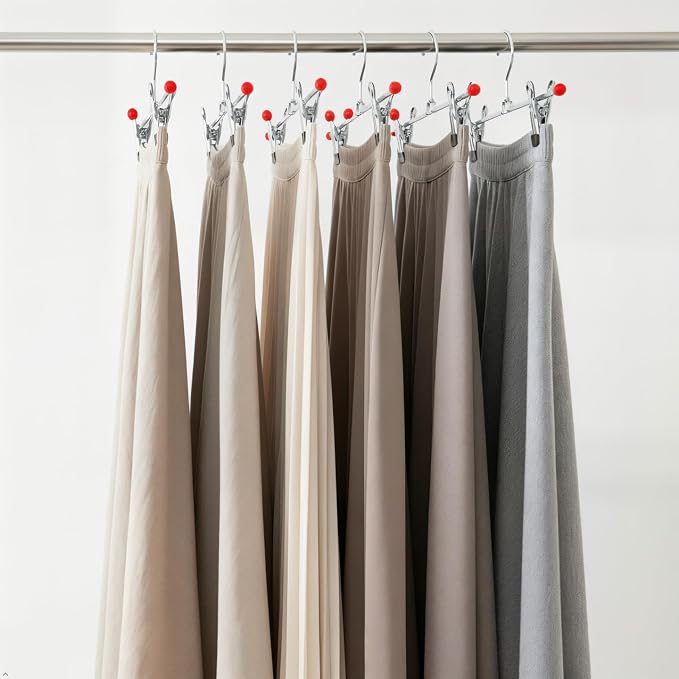 Mawa by Reston Lloyd Non-Slip Space-Saving Clothes Hanger for Pants & Skirts with Two Clips, Style K/40D, Set of 2, 15-3/4", Black - Image 10