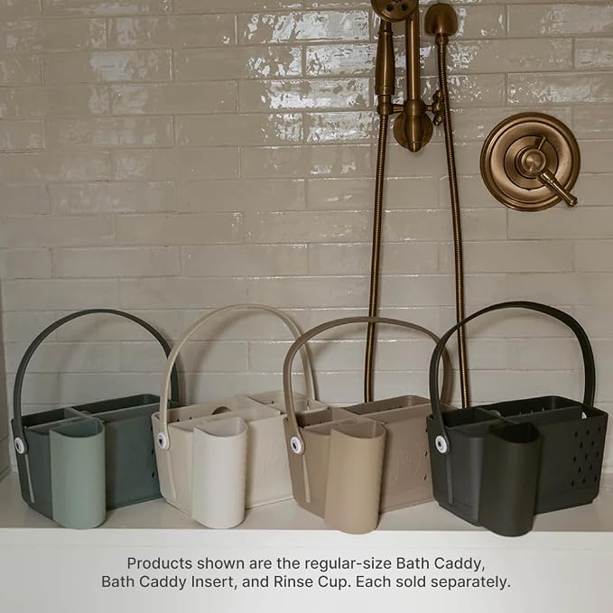 Parker Baby Co. Quick-Dry Bath Caddy Organizer with Handle - Snow, Large | BPA-free, food-grade shower caddy & bath organizer that stores toys and bath supplies in a sturdy, easy-carry handle design - Image 9