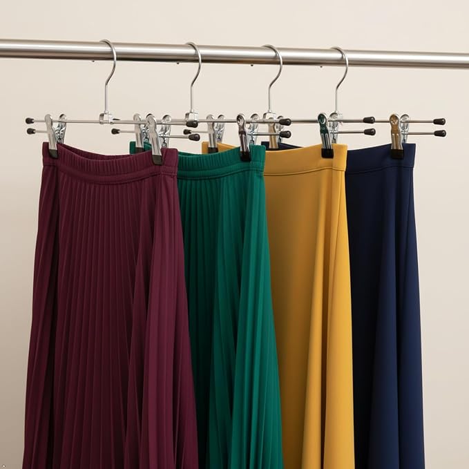 Mawa by Reston Lloyd Non-Slip Space-Saving Clothes Hanger For Pants & Skirts with Two Clips, Style K/40D, Set of 10, 15 3/4"L, Black - Image 12