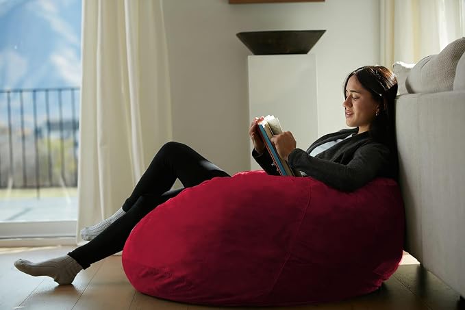 Sofa Sack Bean Bag Chair - Plush, Ultra Soft - Memory Foam Bean Bag Chair with Microsuede Cover - Stuffed Foam Filled Furniture and Accessories for Dorm Room 3 Feet - Cinnabar - Image 5