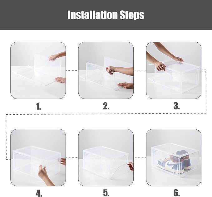 Clemate Upgraded X-Large Shoe Storage Box,8 Pack,Shoe Box Clear Plastic Stackable,Drop Front Shoe Box with Clear Door,Shoe Organizer and Shoe Containers For Sneaker Display,Fit up to US Size12 - Image 9