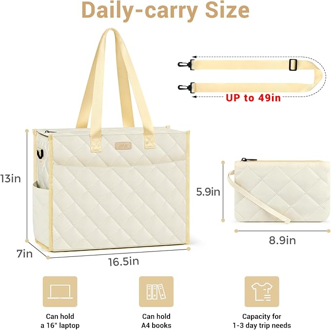 IBFUN Utility Tote Bag with 24 Pockets, Large Teacher Travel Tote for Women | Large Work Tote Bag 2pcs with Zipper for Travel Daily School Teacher Nurse, Large Lightweight Laptop Shoulder Bag Handbag - Image 7