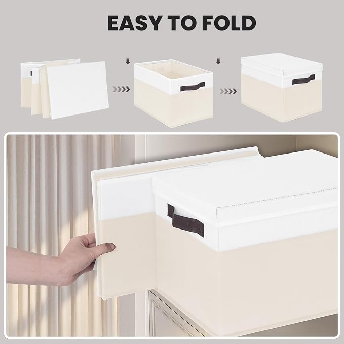 Large Closet Organizer Bins with Lids 8 Pack - Nursery Storage Baskets for Shelves Bedroom Dorm - Stackable RV Closet Organization Cubes Box with Handles for Clothes Purse Blanket Towel Magazine - Image 7