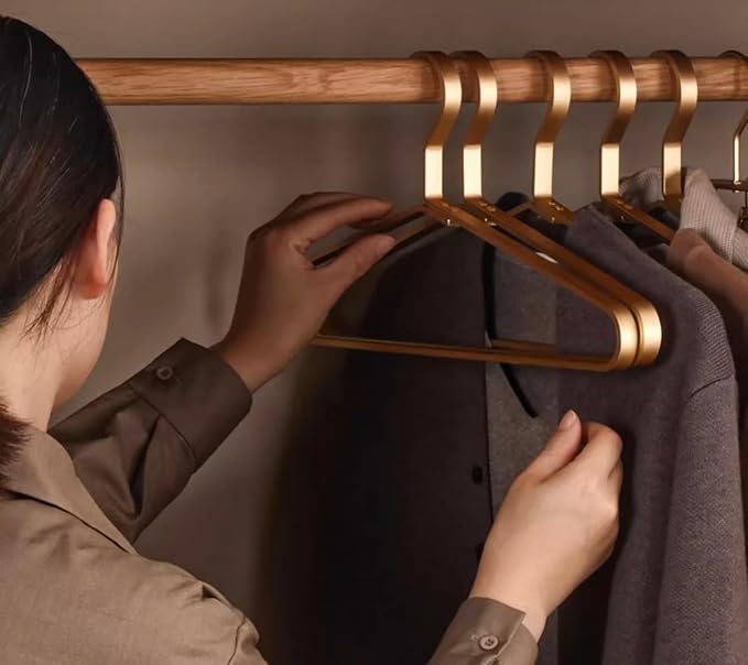 Premium Matte Gold Aluminum Coat Hangers 90 Piece Set, 16.5” Extra Smooth & Durable Metal Shirt Dress Hanger,Aluminum Alloy Hanger,Clothing Support,Clothing Hang - Image 9