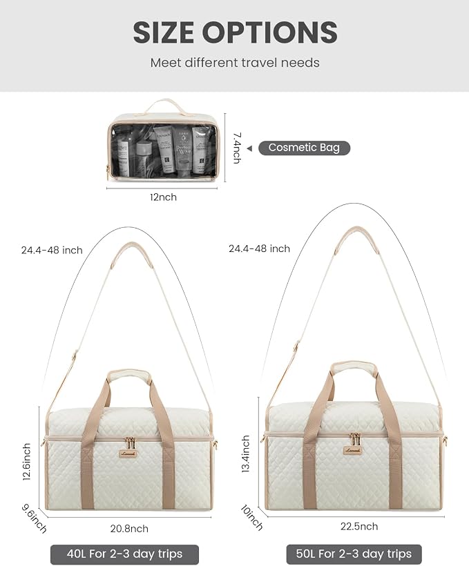 LOVEVOOK Travel Duffle Bag - Weekender & Overnight Bag with Toiletry & Wet Pocket, Carry-On Size, 3pc Set - Image 8