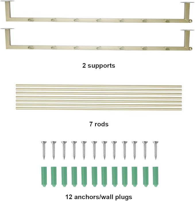 ikare Ribbon Storage Organizer,Wall Mounted Ribbon Organizer,Wrapping Paper Rack,7-Tier Metal Ribbon Storage for Craft Room,Flower Shop,Gift Wrapping Paper,Golden - Image 8