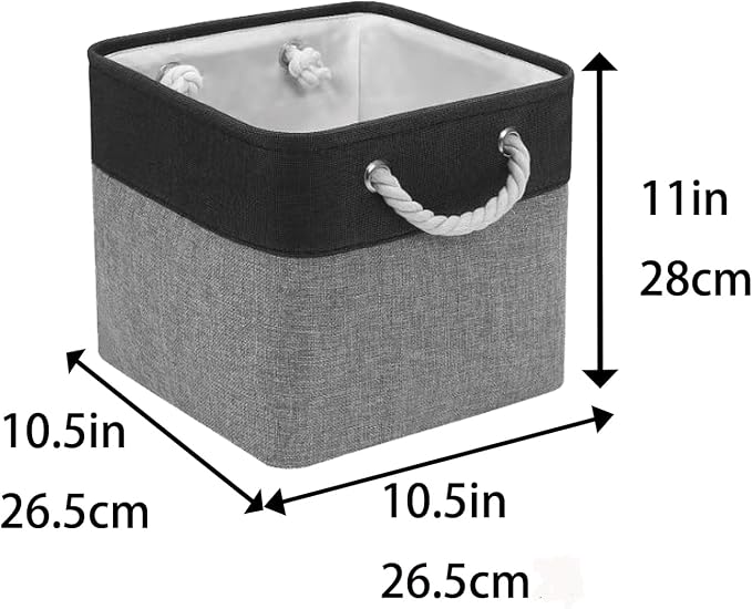 Cube Storage Bins, Collapsible Fabric Storage Cubes Bins, 11 Inch Cube Storage Bins with Handles, Foldable Storage Cubes (Black/Gray, 6Pack) - Image 5