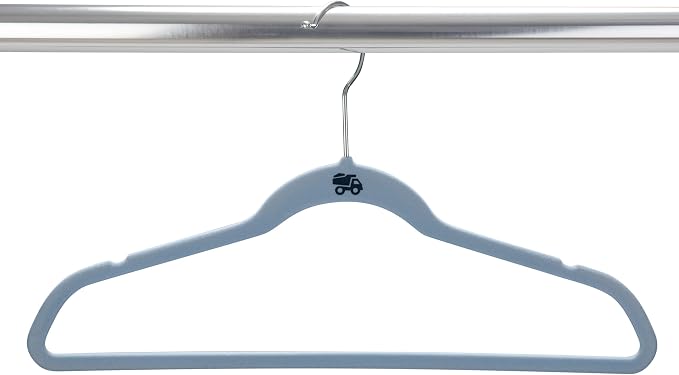 Simplify 50 Pack Kids Velvet Hangers | Slim | Non-Slip Design | Space Saving | Childrens Clothes | Shirts | Pants | Dresses | Baby Nursery | Closet Storage & Organization | Light Blue - Image 4