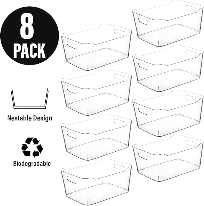 Clear Extra Large Plastic Storage Bins, Pantry Organizers and Storage Containers Fridge Organizer Bins for Organizing Home, Kitchen Organization. Bathroom, Refrigerator, Freezer, Laundry Room - Image 6