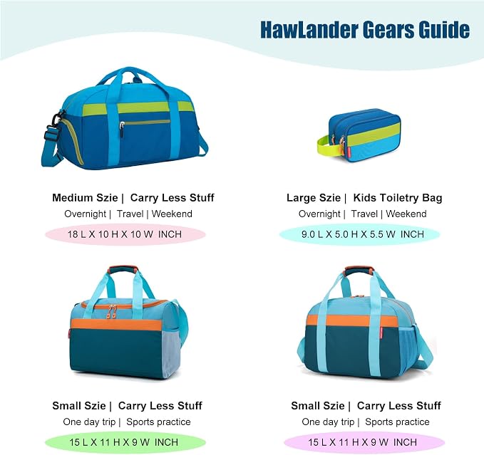 Large Kids Duffle Bag for Travel, Overnight or Weekend, Blue | Roomy Size: 22.0" L x 12.0" H x 12.0" W, Made of Thick Polyester Fabric - Image 9