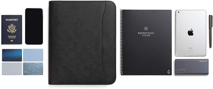 Forevermore Portfolio Binder, Slim No Ring, Zipper, Vegan Leather, Black - Image 7