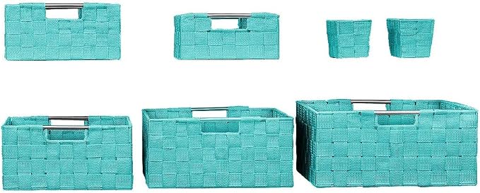 Sorbus Storage Baskets for Organizing (Set of 7), Mesh Hand-Woven Design, Linen Closet Organizers and Storage, Organizer Storage Baskets for Shelves, Variety Pack Organizers and Storage (Aqua) - Image 7
