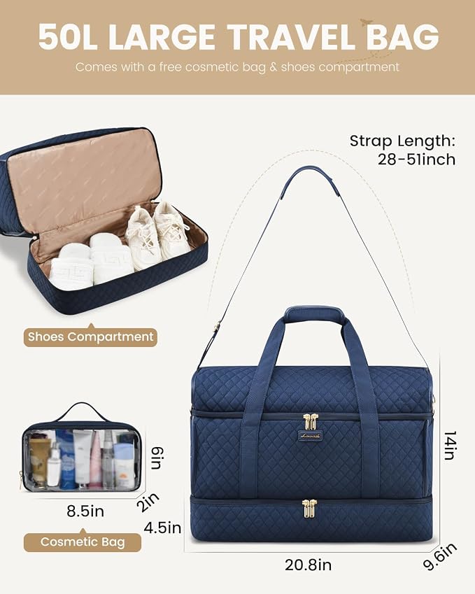 LOVEVOOK Large Travel Duffle Bag, Weekender Bags for Women With Shoe Compartment, Overnight Hospital Bag For Women Labor Delivery, Carry on Bag Personal Item Travel Bag, Yoga Gym Duffel Bag - Image 8