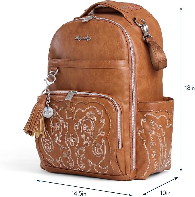 Itzy Ritzy Boss Plus Large Diaper Bag Backpack with 19 Pockets (Saddle) | Includes 2 Insulated Bottle Pockets, Changing Pad, Stroller Clips, Comfortable Padded Straps, Easy-to Clean, Travel-Ready - Image 10