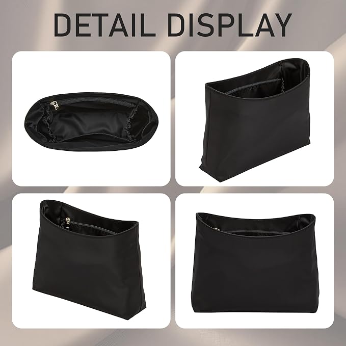 Brooklyn 28 Bag Insert, Purse Organizer Insert for Coach, Nylon Black | Waterproof Nylon For Coach Brooklyn Shoulder Bag 28, Lightweight, 5 Compartments Zipper Pocket, Elastic Holders - Image 8