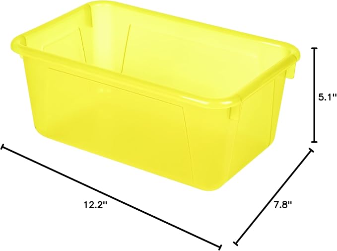 Storex Small Cubby Bins – Plastic Storage Containers for Classroom, 12.2 x 7.8 x 5.1 inches, Candy Yellow, 5-Pack (62476A05C) - Image 11