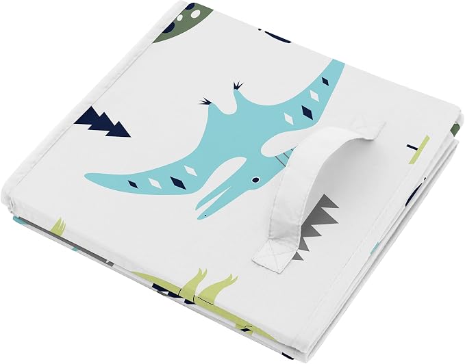 Sweet Jojo Designs Set of 2 Collapsible Fabric Storage Cubes (Blue/Green Modern Dinosaur) for Boys, Baby, Kids, Childrens Foldable Bins Organizer Boxes Toys (Mod Dino, Prehistoric, Bohemian, Volcano) - Image 4