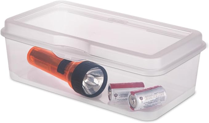 Sterilite 12-Pack FlipTop Stackable Rectangular Storage Bin with Hinging Lid, Clear | Bin with Hinged Lid, Stackable Multipurpose Organizer for Art & Craft Supplies, Accessories, Photos & CDs, Home or Office Use - Image 9