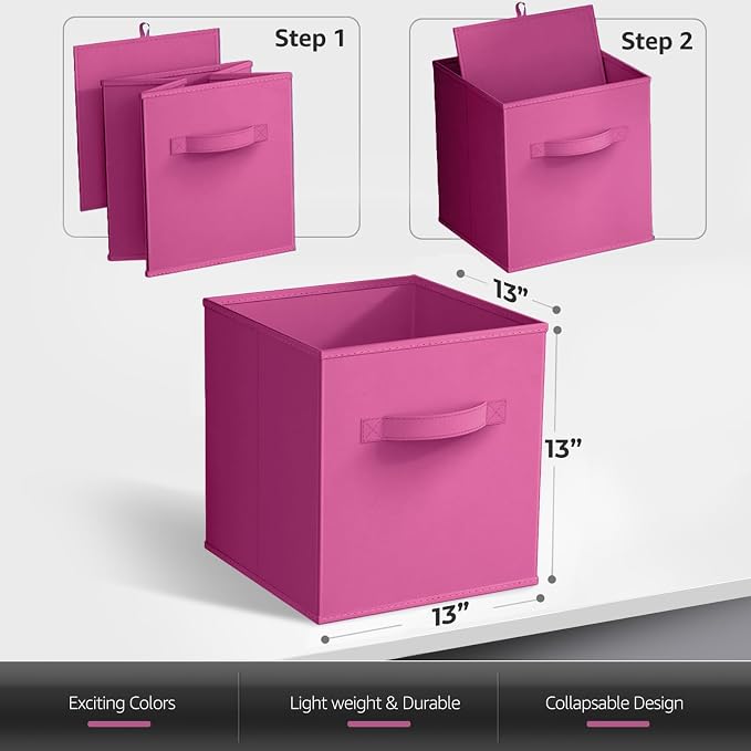 Sorbus 13 Inch Storage Bins - Sturdy Collapsible Fabric Storage Cubes with Handle - 8 Foldable Baskets for Organizing Clothes, Toys, Books - Storage Baskets for Shelves, Closets - Image 7