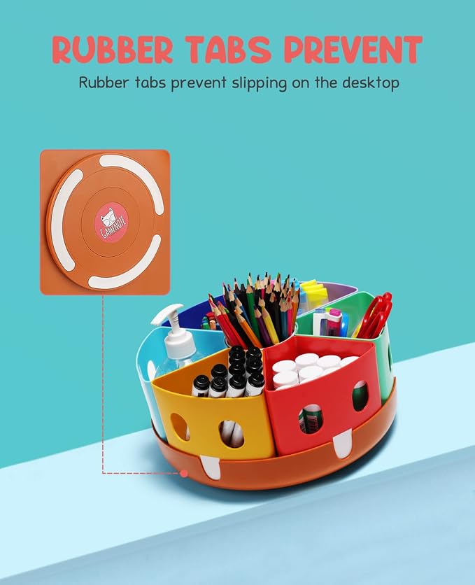 GAMENOTE Assorted Colors Plastic Pencil Case Box 6pcs Rotating Art Supply Organizer Office School Supplies for Kids Desk Organizers - Image 9