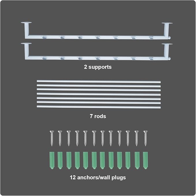ikare Ribbon Storage Organizer,Wall Mounted Ribbon Organizer,Wrapping Paper Rack,7-Tier Metal Ribbon Storage for Craft Room,Flower Shop,Gift Wrapping Paper,White - Image 8