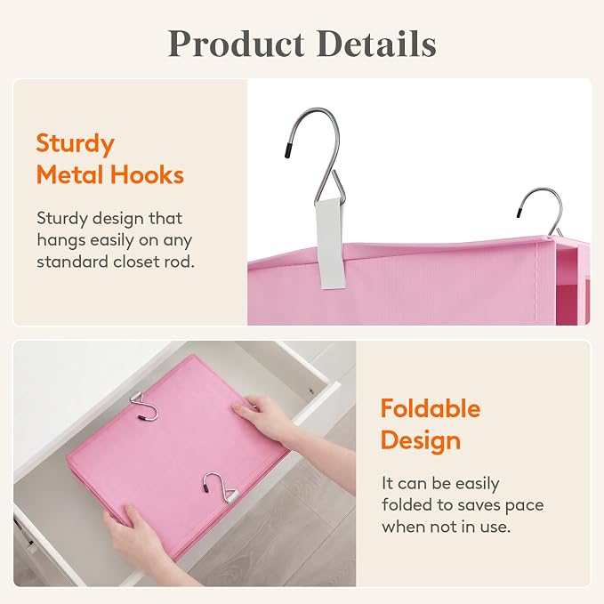 Lifewit 6 Shelf Weekly Hanging Clothes Storage Organizer for Kids, Pink | Closet Storage with Color Labels for School Outfits, Daily Clothing Divider with Days of The Week Monday to Friday Weekend - Image 8