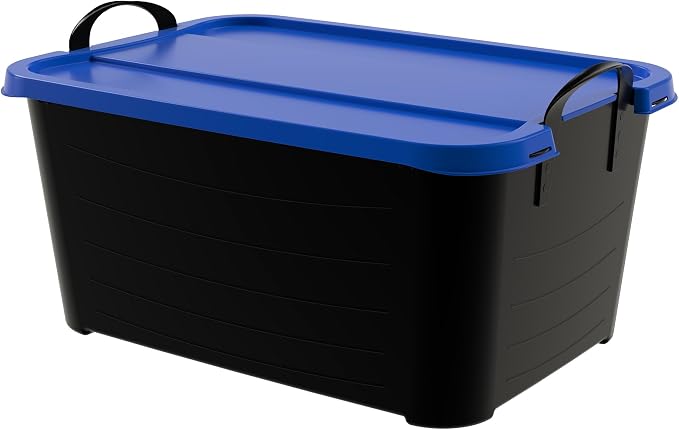 Life Story 6 Pack Heavy Duty Stackable Storage Bin, 55 Quart Home Organizer, Versatile Lightweight Locking Bins with Carrying Handles, Black/Blue - Image 8