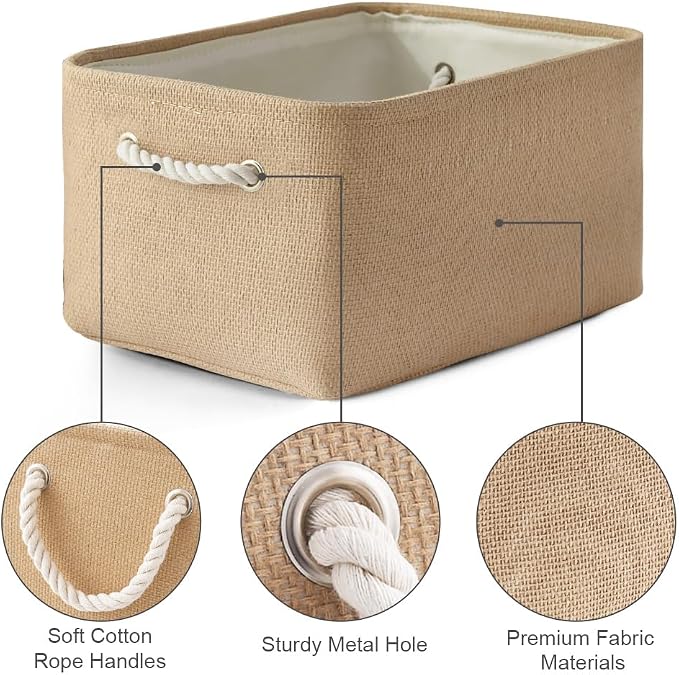 Organization and Storage Bin for Shelves - Large 3 Pack 16x12x8 inch Storage Basket for Organizing, Canves Storage Cubes for Organizer Toy Closet Cloth Gift (Beige) - Image 7