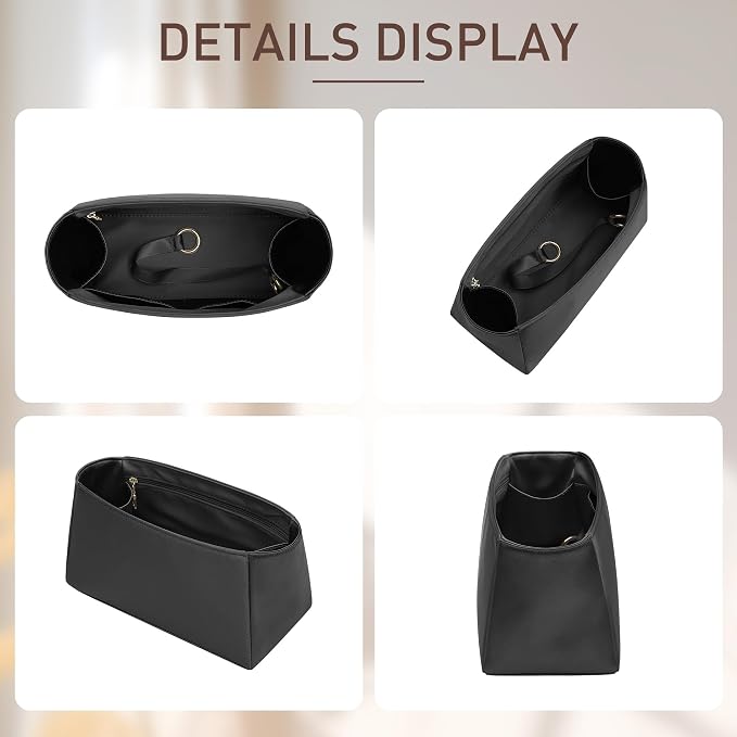 Satin Purse Organizer Insert for Hermes Birkin 30, Black | Satin Birkin 30 Insert, 6 Pockets, Zippered Pocket, Keychain, Lightweight, Scratch Resistant, Keeps Shape, Easy Clean - Image 8