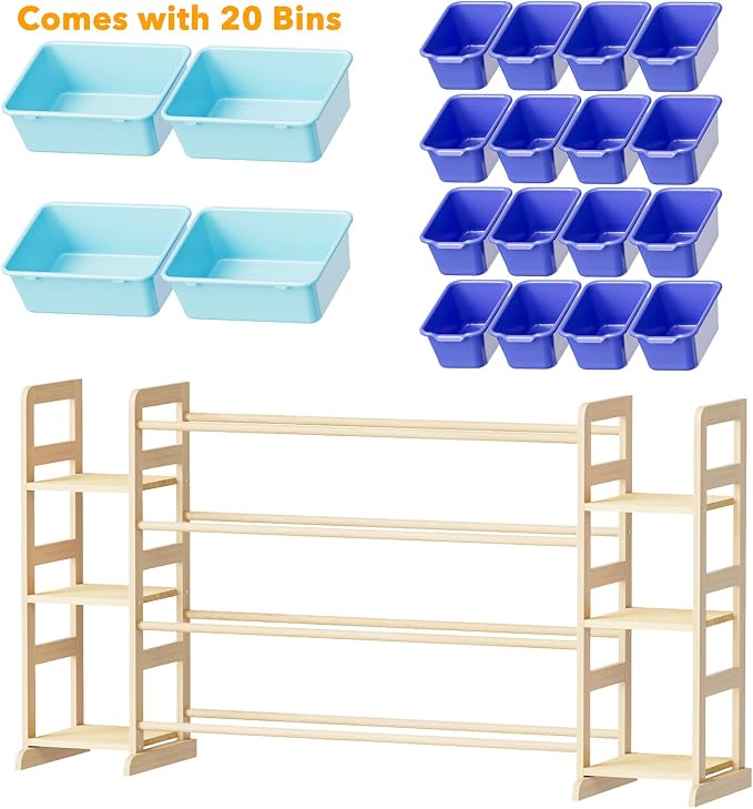 SpaceAid Toy Storage Organizer with 6 Shelves and 20 Bins, Toy Organizers Storage Bookshelf, Kids Bin Shelf Toys Box Bookcase for Bedroom Playroom Organization Room Decor, Blue and Navy Blue - Image 7