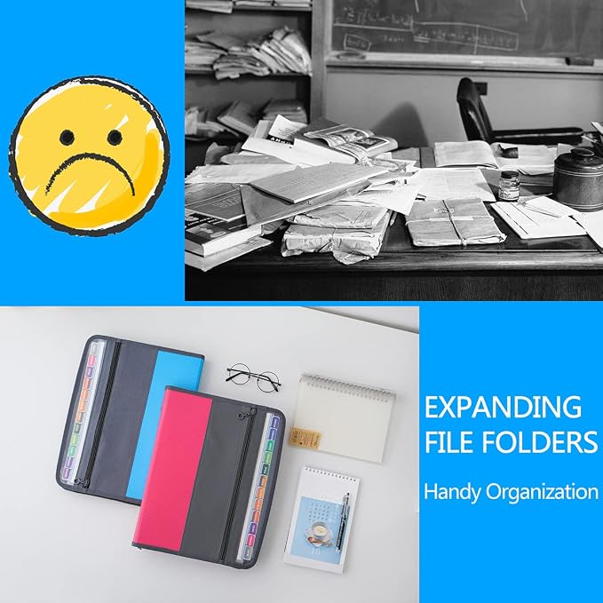 NAFY Expanding File Folder, 13 Pockets Document Organizer with Zipper, A4 Letter Size Portable Accordion Expanding File Folders with 27pcs Multicolor Labels for Home Office School Supplies (Blue) - Image 8