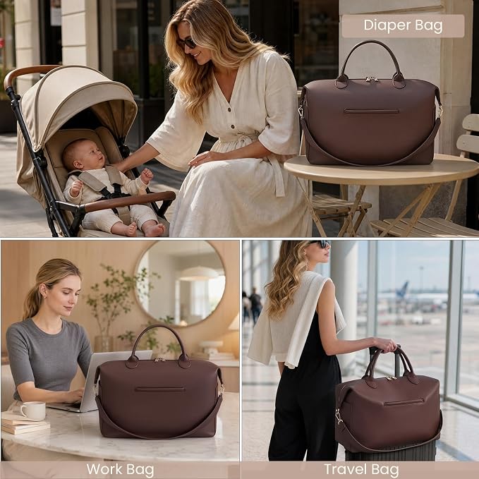Diaper Bag Tote Convertible Vegan Leather Diaper Tote Backpack Diaper Mommy Bags Hospital Bag Work Totes - Image 6