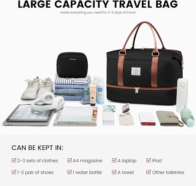 LOVEVOOK Travel Duffle Bag,Weekender Bags for Women with Shoe Compartment,Carry on Overnight Bag with Toiletry Bag,Gym Duffel Bag with Wet Pocket, Hospital Bags for Labor and Delivery - Image 7