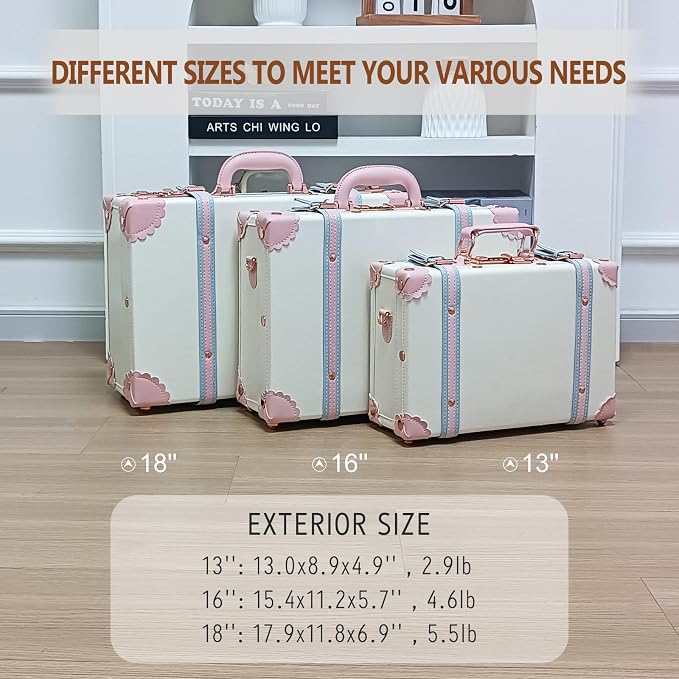 Unitravel Baby Keepsake Case, Handmade Memory Storage Box, Newborn Keepsake Box, Vintage Suitcase for Baby Shower, Baptism, Naming Ceremony or Birthday (cream white, 18") - Image 8