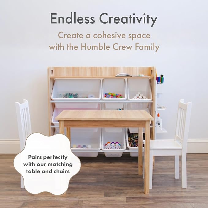 Humble Crew Kids Toy Organizer with Display Shelf, 9 Bins, 3 Tier Storage | Sturdy wood and steel toddler shelf, removable BPA-free containers, wall anchor anti-tip safety kit for bedroom or classroom - Image 9