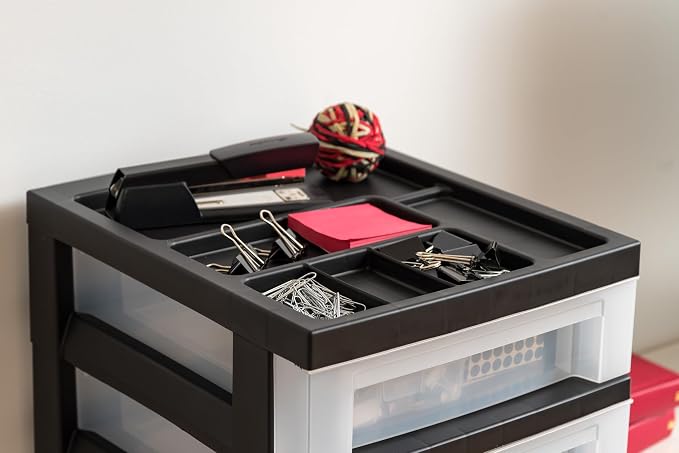 IRIS USA 10-Drawer Rolling Storage Cart, Black/Pearl | Keep classroom supplies, teacher essentials, craft materials, and learning tools organized with easy-access drawers. - Image 9